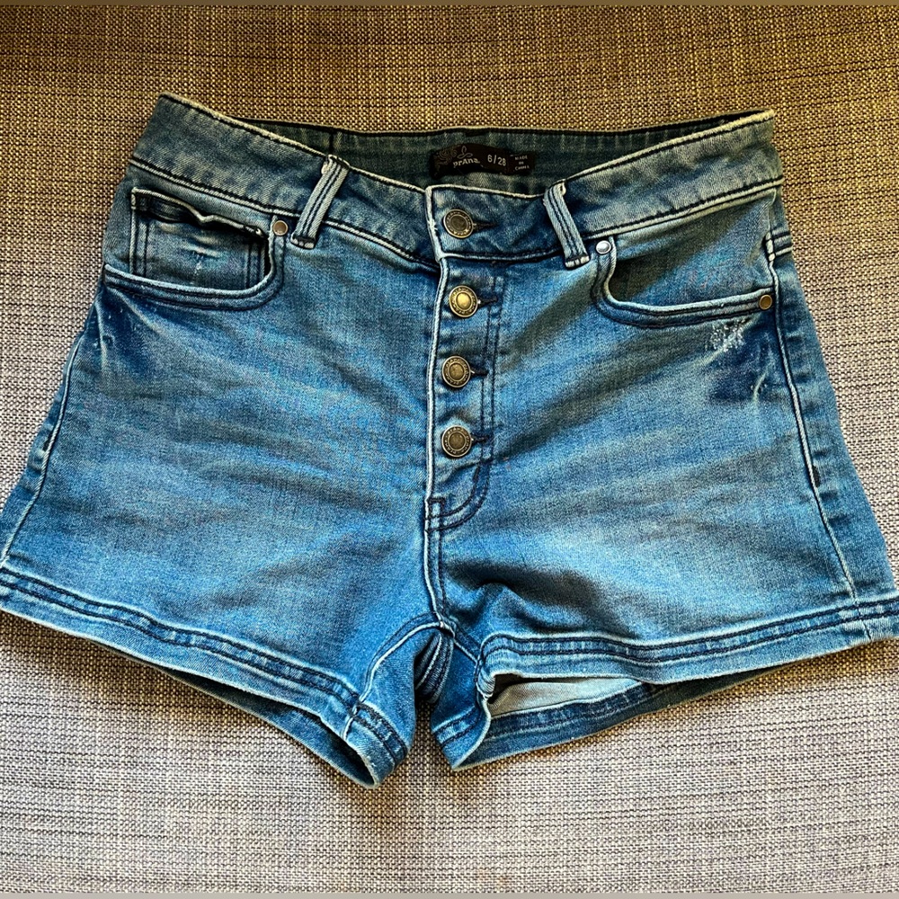 Prana Stretch Blue Denim Shorts